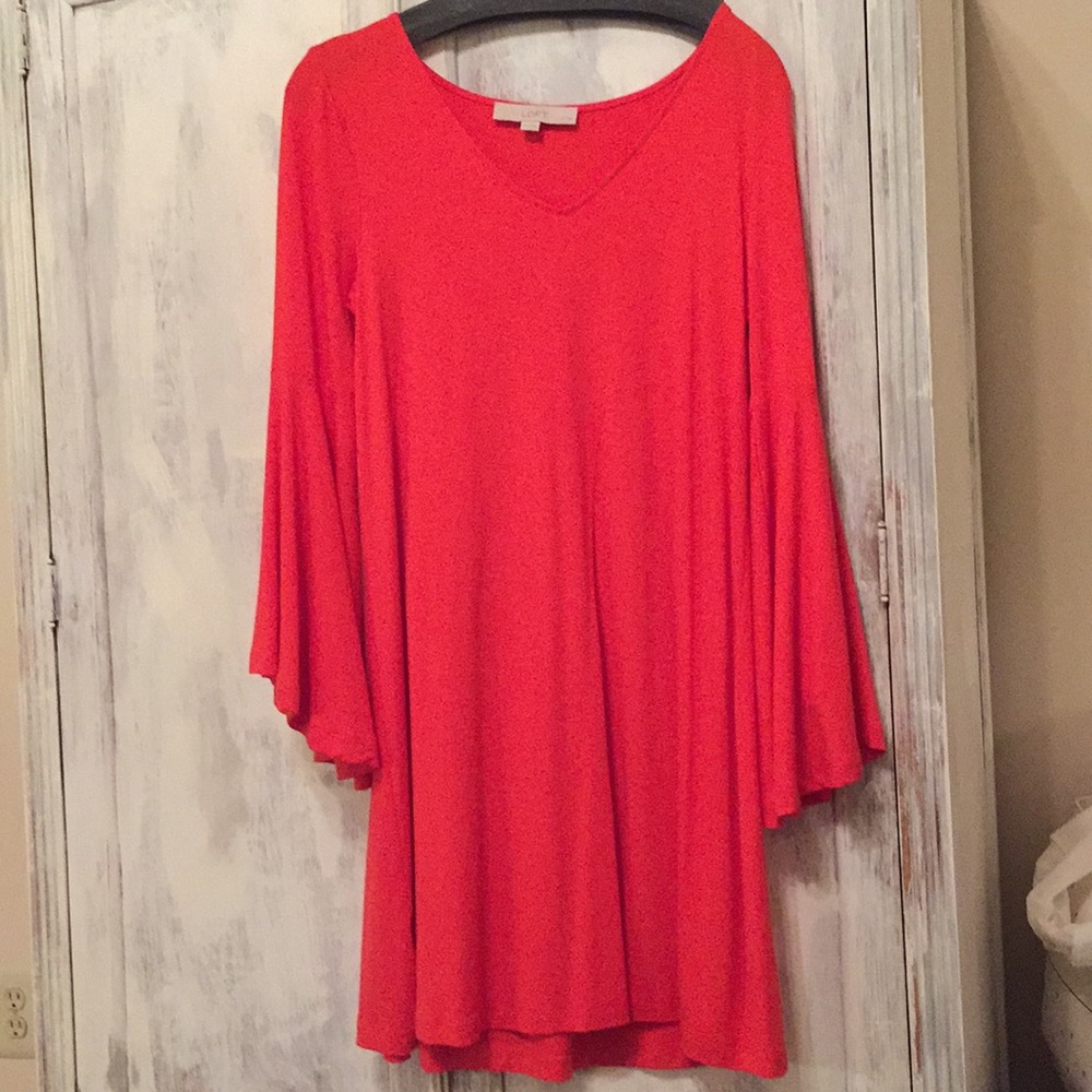 Red flared sleeve dress
